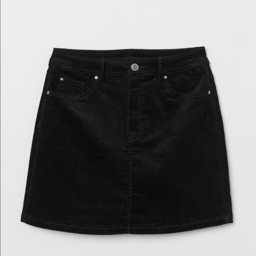 H&M black corduroy mini skirt